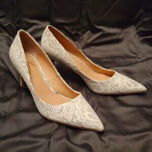 Jewel Badgley Mischka Zuri Evening Pumps, White Lace (10 M)